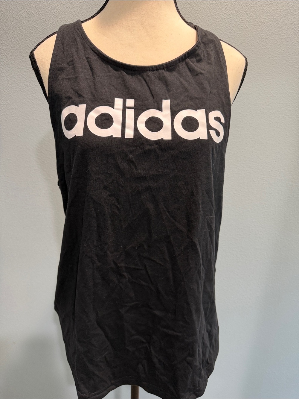 adidas Black Tank Top with White Logo